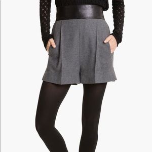 Diane von Furstenberg wool and leather shorts